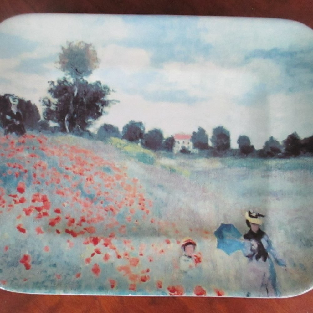 Monet The Poppy Field near Argenteuil ceramic tray made in Italy
